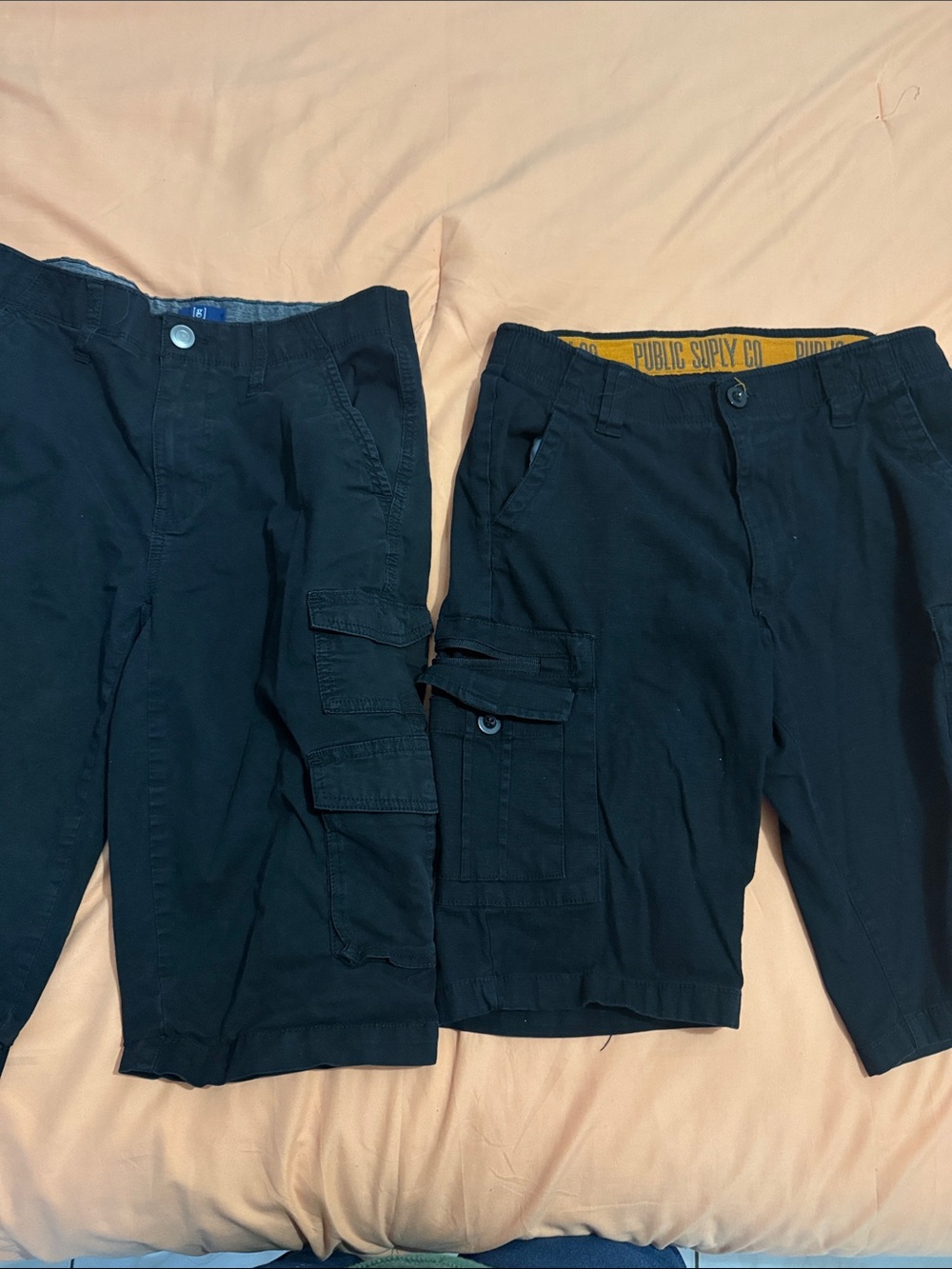 Boys Black Cargo Shorts Duo